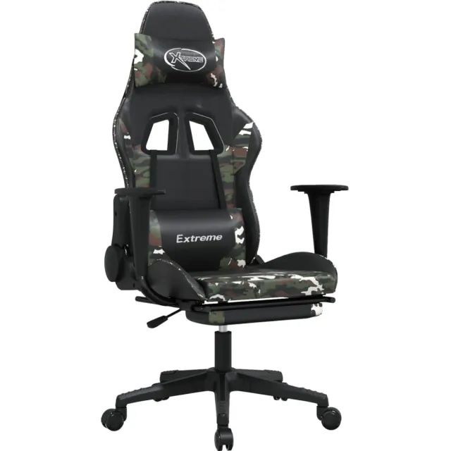 vidaXL Massage - gamestoel - kunstleer - zwart - en - camouflage zwart en camouflage