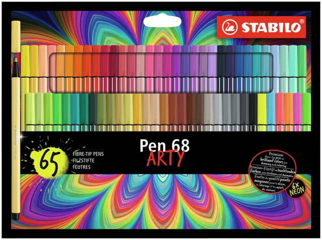 Stabilo Viltstift STABILO Pen 68 Arty medium assorti set à 65 stuks