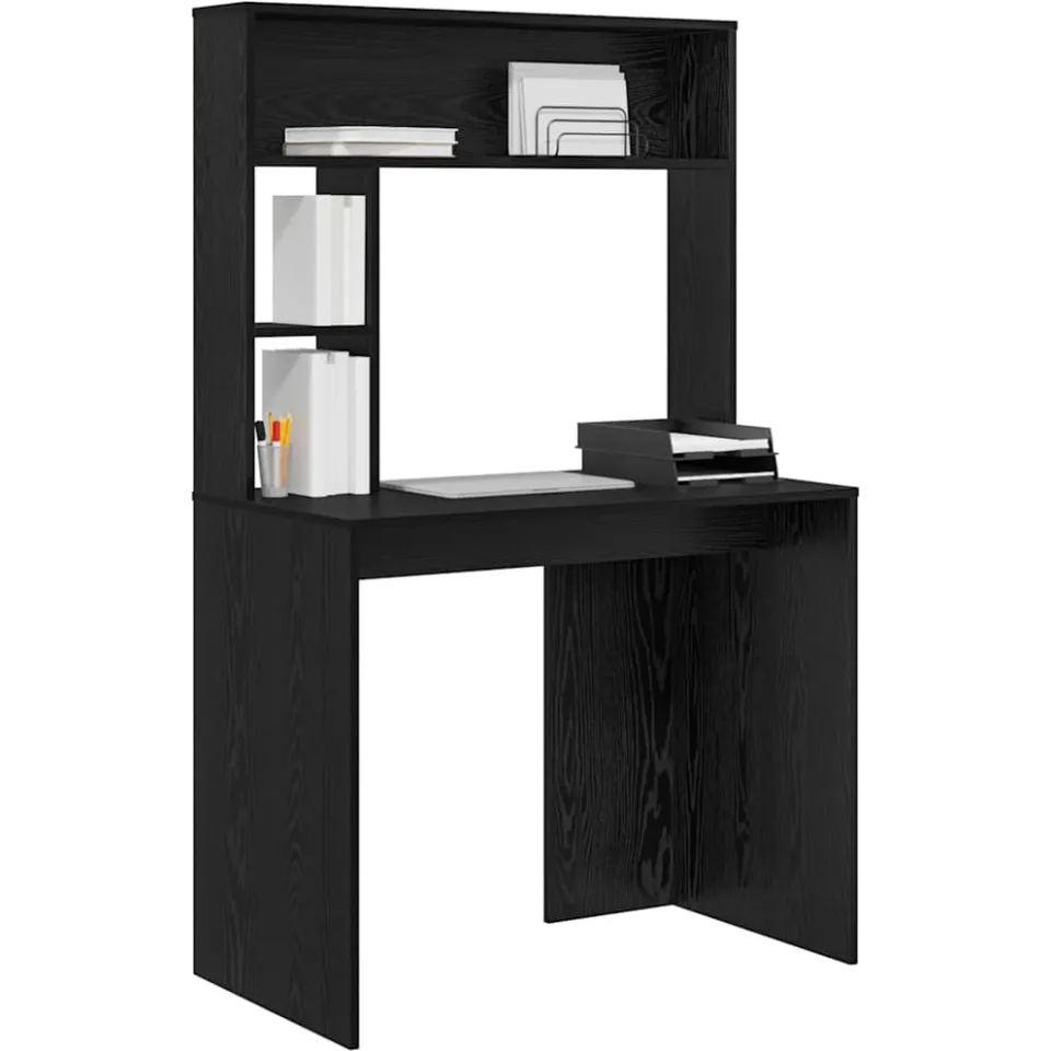 vidaXL Bureau Zwart Eiken 91 x 50 x 149 cm Bewerkt hout