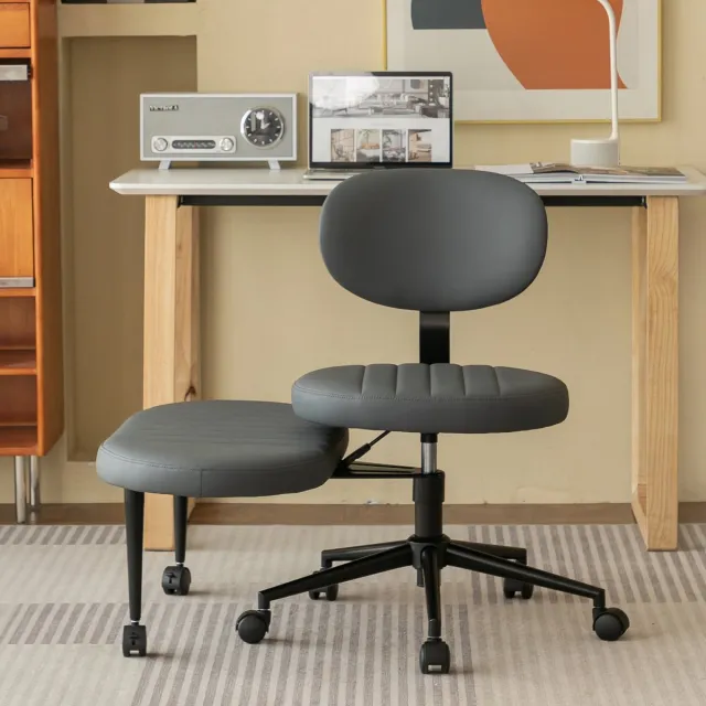 MODENUIT Bureaustoel 69 x 40 x 92 cm - Hoogteverstelbaar en 360° Draaibaar - Thuiskantoor - Fluweel Grijs Grey