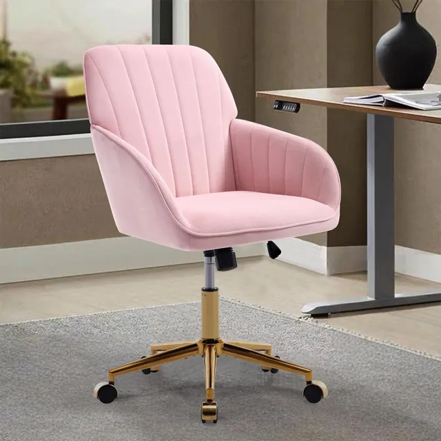 KOMHTOM BLACKCOLORS In hoogte verstelbare draaibare bureaustoel voor thuis en de slaapkamer, ergonomische draaistoel met rugleuning, geschikt voor langdurig zitten.