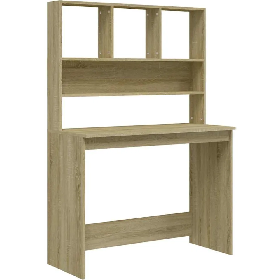 vidaXL Bureau met schappen 102x45x148 bewerkt hout sonoma eikenkleur Bruin