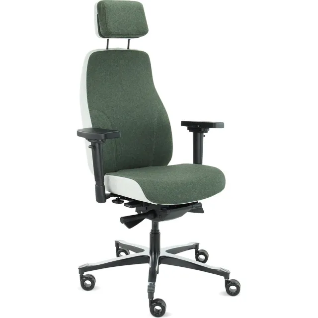 Sit And Move Therapod X2 HR Hoofdsteun - Olive/Ashgrey Facet Wol - Bureaustoel X2 - Olive - met hoofdsteun