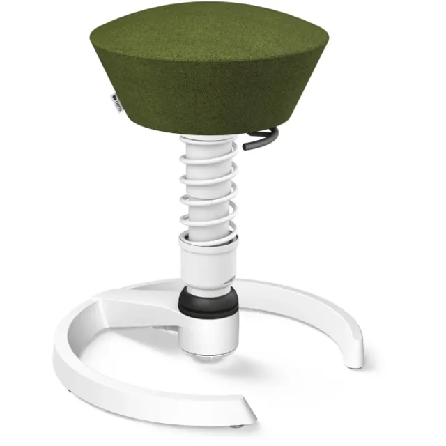 Aeris Swopper - ergonomische bureaukruk - wit onderstel - groen bekleding - gliders - wol - standaard