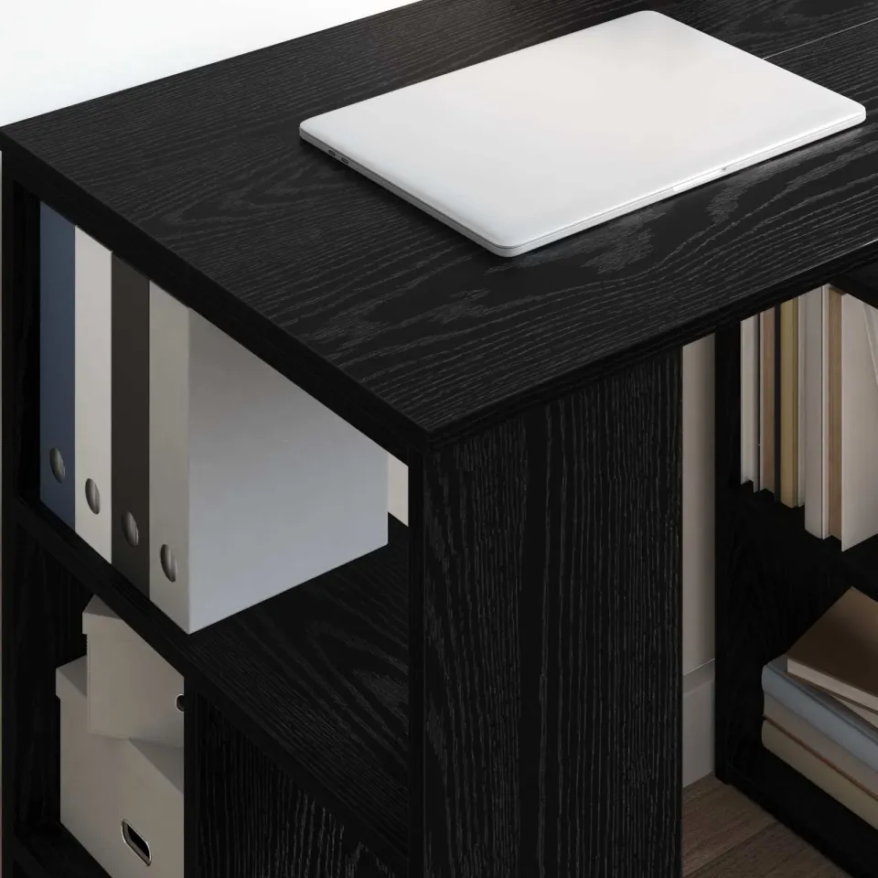 vidaXL Bureau Zwart Eiken 90 x 50 x 75 cm Bewerkt hout, foto 4