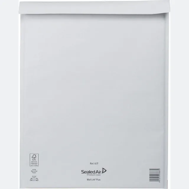 Mail Lite luchtkussenenveloppen, wit, K/7, 350 x 470 mm, doos van 100 stuks