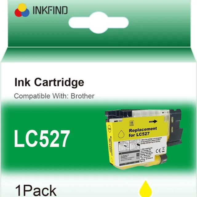 INKFIND LC527 Geel inktcartridge compatibel met Brother LC527 LC-527 Geel geschikt voor Brother MFC-J4350DW/J4550DW - 1-pack Geel Geel x 1