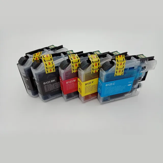 KATRIZ huismerk inkt voor Brother 2x LC123XL BK + LC123XL C+ LC123XL M+ LC123XL Y (5stuks) - Met chip Zwart, Cyaan, Magenta, Geel