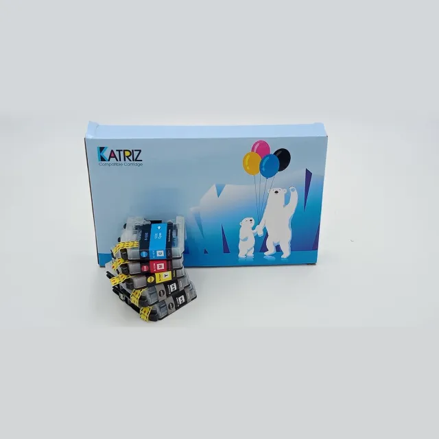 KATRIZ huismerk inkt voor Brother 2x LC123XL Zart + LC123XL C+ LC123XL M+ LC123XL Geel | J 132 / J 4110 / J 552 / J 752 / J152 / J172 / J 4410 / J 4510 / J 4610 / J 4710 / J470/ J6520 / J6720 / J6920 / J870 | (5stuks)- Met chip Zwart, Cyaan, Magenta, Geel