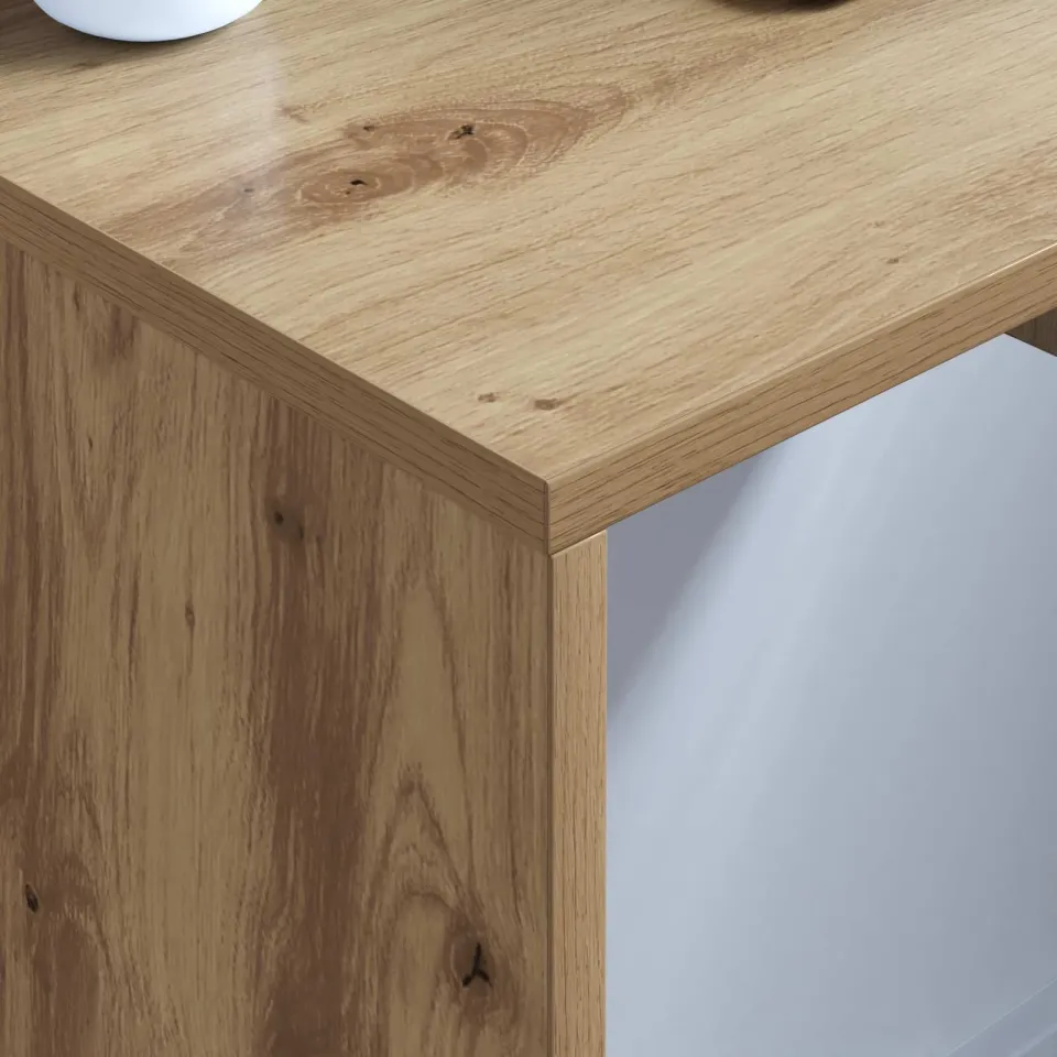vidaXL Wandbureau Artisan Eiken Bewerkt hout 60 x 45 x 30 cm, foto 4