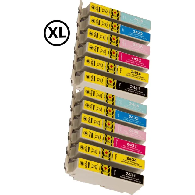 InktDL Huismerk geschikt voor Epson 24XL Inktpatronen (12X) - XP-55 - XP-750 - XP-760 - XP-860 - XP-950 - XP-960 - XP-970 Multipack 12 Cartridges