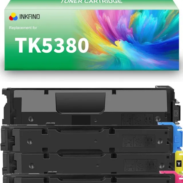 INKFIND TK-5380 tonercartridge 4 Pack (Zwart/Cyaan/Magenta/Geel) compatibel met Kyocera TK5380 TK-5380 Zwart/Cyaan/Magenta/Geel geschikt voor Kyocera ECOSYS PA4000cx/MA4000cifx - 4-pack Zwart/Cyaan/Magenta/Geel Zwart x 1, Cyaan x 1, Magenta x 1, Geel x 1