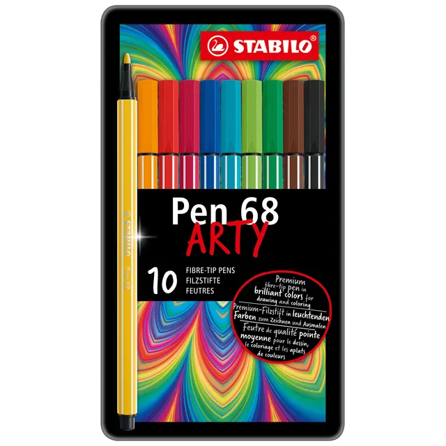 Stabilo Viltstift STABILO Pen 68/10 Arty medium assorti blik à 10 stuks