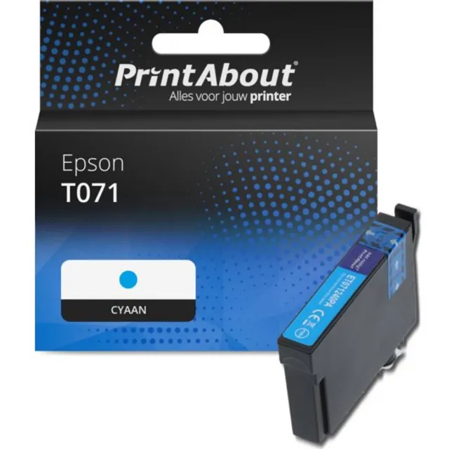 PrintAbout Huismerk Epson T071 (C13T071240) Inktcartridge Cyaan
