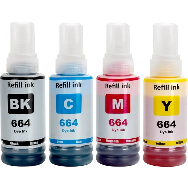 Inktkenners Inkt Geschikt voor Ecotank 664 | Multipack van 4x Inktpatronen Zwart 70ml