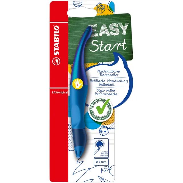 Stabilo Rollerpen STABILO Easyoriginal linkshandig holograph edition medium blauw blister à 1 stuk