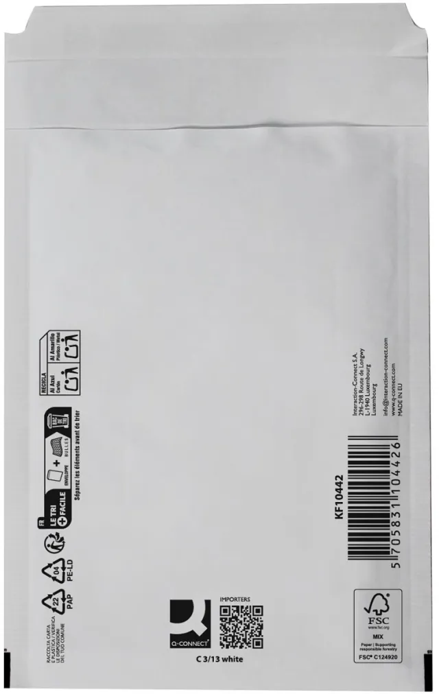 Q-CONNECT luchtkussenenveloppen, wit, 3-C, 170 x 225 mm, pak van 10 stuks