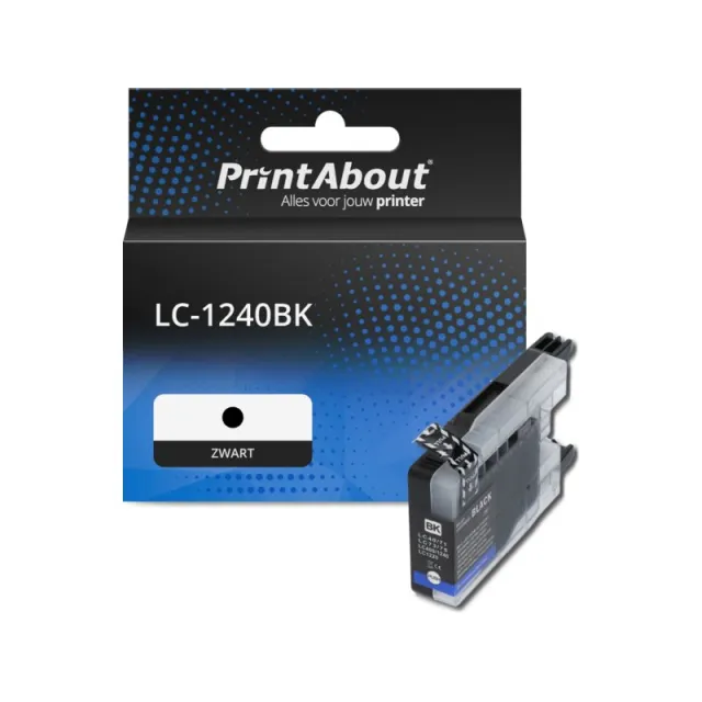 PrintAbout huismerk Inktcartridge LC-1240BK Zwart Geschikt voor Brother