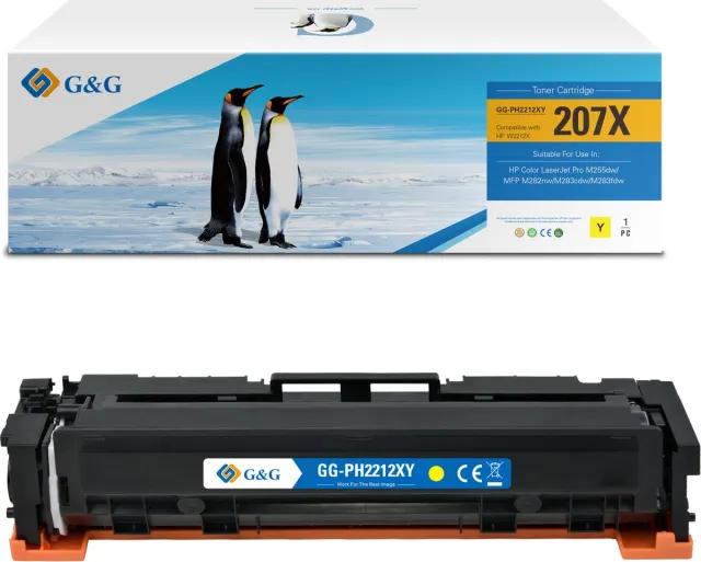 G&G 207 X (met chip!) toner compatibel met HP 207X(W2212X) Tonercartridge Geel hoge capaciteit Huismerk