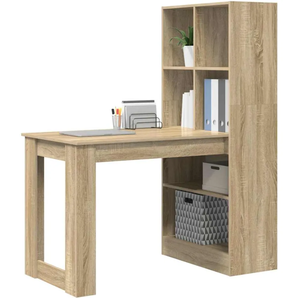 vidaXL Bureau Sonoma Eiken 122 x 67 x 145 cm Bewerkt hout Bruin