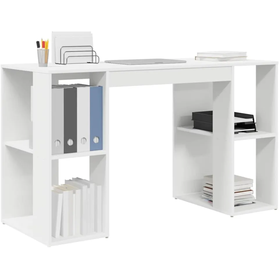 vidaXL Bureau Wit 130 x 50,5 x 75 cm Bewerkt hout