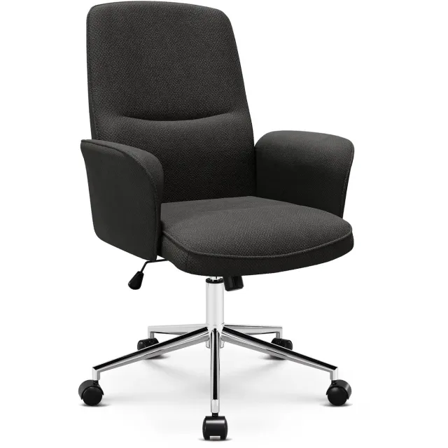 COLAMY Ergonomische bureaustoel – Hoge rugleuning in schelpdesign, draaibaar met wieltjes – Grijs