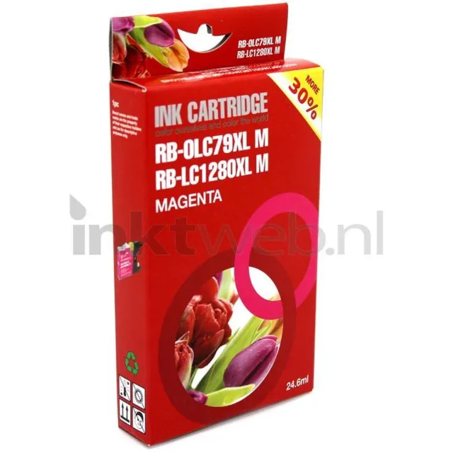 FLWR Inktcartridge / LC-1280XL / Magenta - Geschikt voor Brother