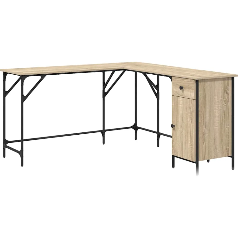 vidaXL Bureau 141x141x75 cm bewerkt hout sonoma eikenkleurig Bruin