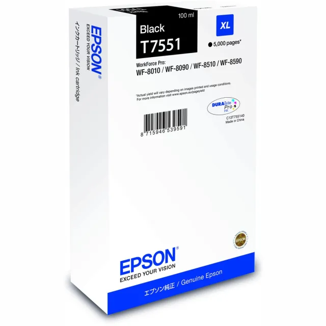 Epson C13T75514N inktcartridge 1 stuk(s) Origineel High (L) Yield Zwart