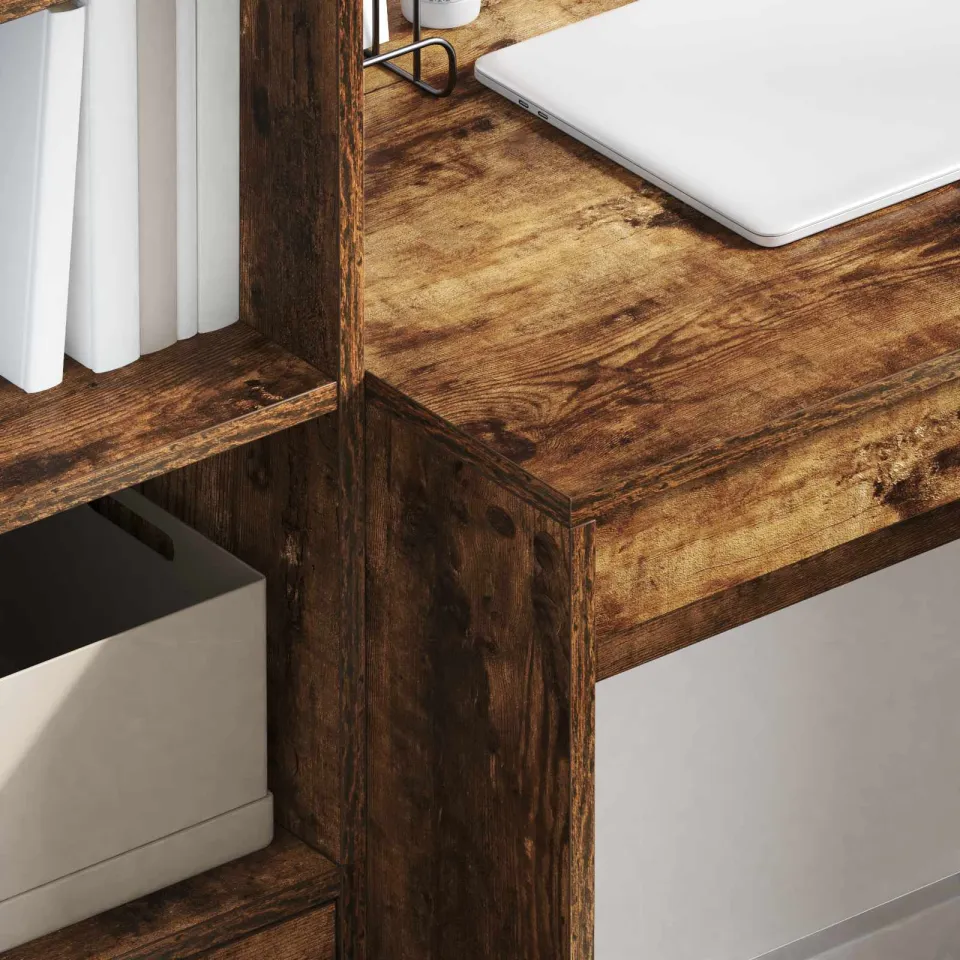 vidaXL Bureau Gerookt eiken 135,5 x 50 x 127 cm 2 st, foto 4