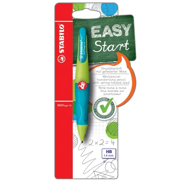 Stabilo EASYergo vulpotlood, 1,4 mm, voor rechtshandigen, blister van 1 stuk, groen en marine