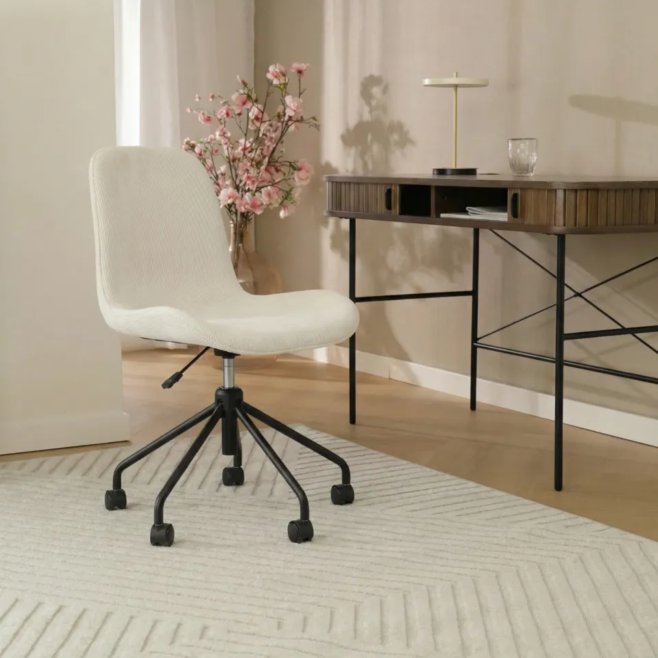 Nolon Nout-Fé bureaustoel rib beige - zwart onderstel, foto 2