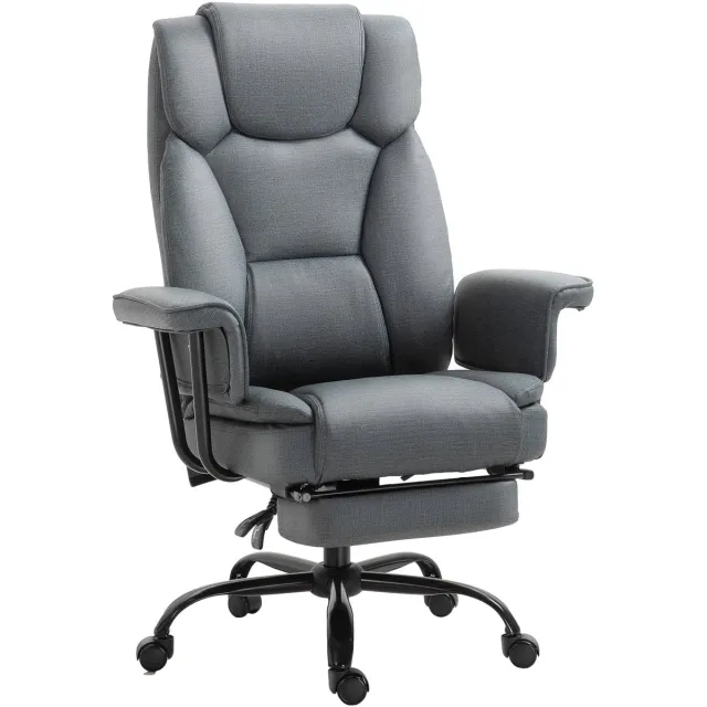 Clruro Bureaustoel - Ligfunctie 150° - Hoofdsteun - 135 kg - Grijs