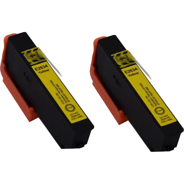KATRIZ huismerk inkt voor|Epson C13T26344010|13ml | ( 2stuks) - Met chip Geel