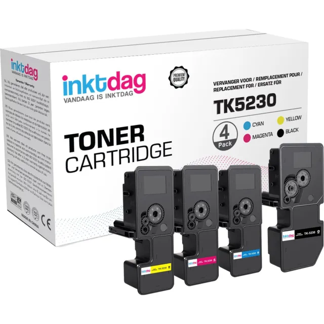 inktdag Toner compatible met Kyocera TK-5230, TK5230 multpack (1 x TK-5230K, TK5230K, 1 x TK-5230C, TK5230C, 1 x TK-5230M, TK5230M, 1 x TK-5230Y, TK5230Y ) voor Kyocera ECOSYS M5521cdn, M5521cdw, P5021cdn ,P5021cdn 1 x TK 5230K (Zwart)