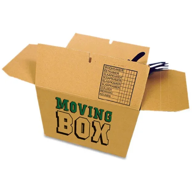 Cleverpack verhuisdoos, uit golfkarton, bedrukt, ft 48 X 32 X 36 cm, pak van 5 stuks bruin