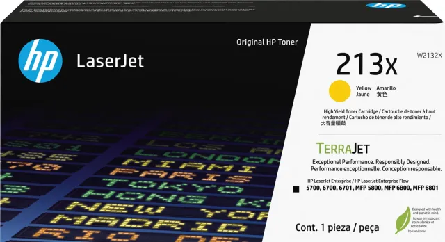 Hp toner 213X, 6.000 pagina's, OEM W2132X, geel