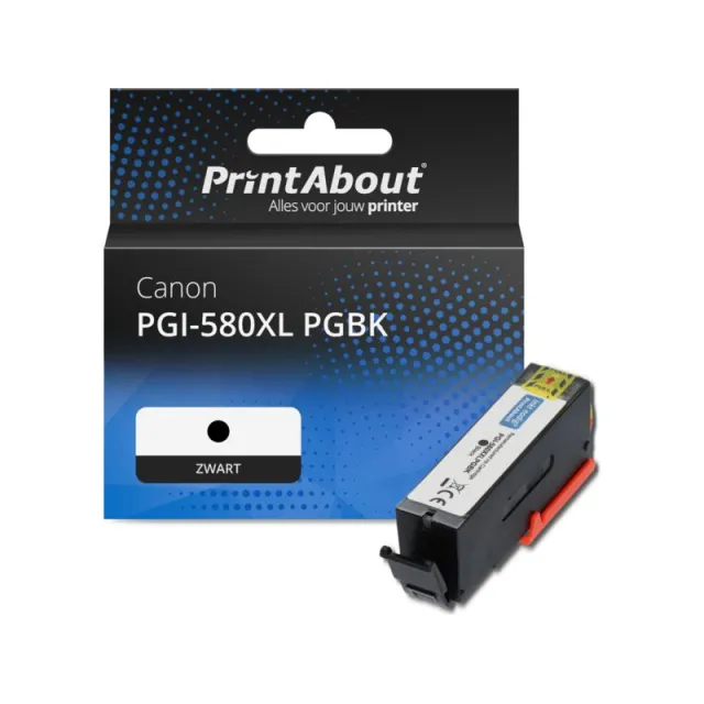 PrintAbout huismerk Inktcartridge PGI-580XL PGBK Zwart Hoge capaciteit Geschikt voor Canon