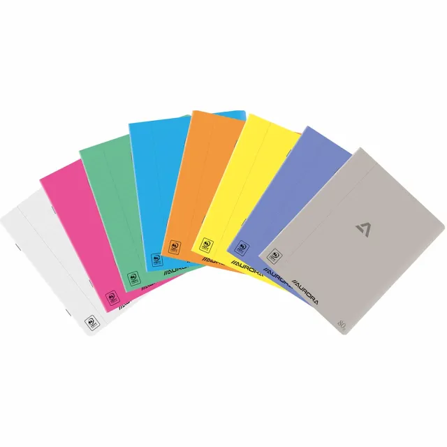 Aurora Writing 80 schrift, geniet, gelijnd + marge, 72 blz, A5, transparant PP blauw