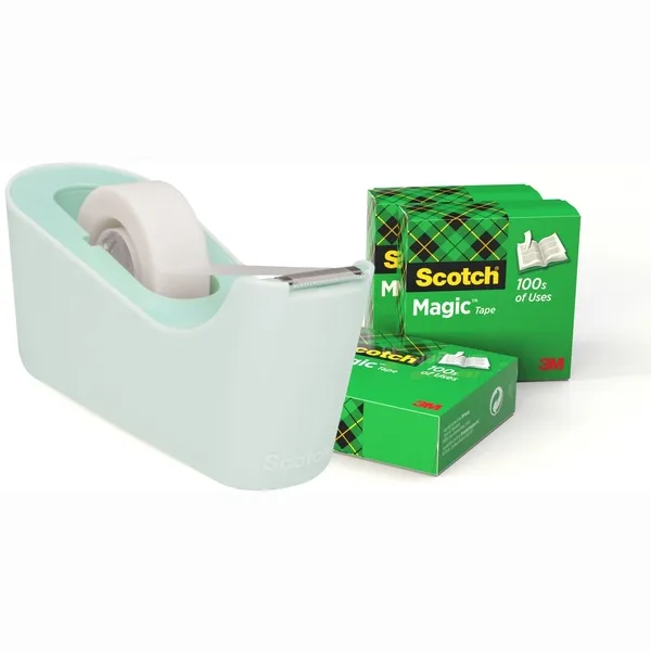 Scotch Plakbandhouder Scotch C18 mint + 4 rollen magic tape 19mmx33m groen