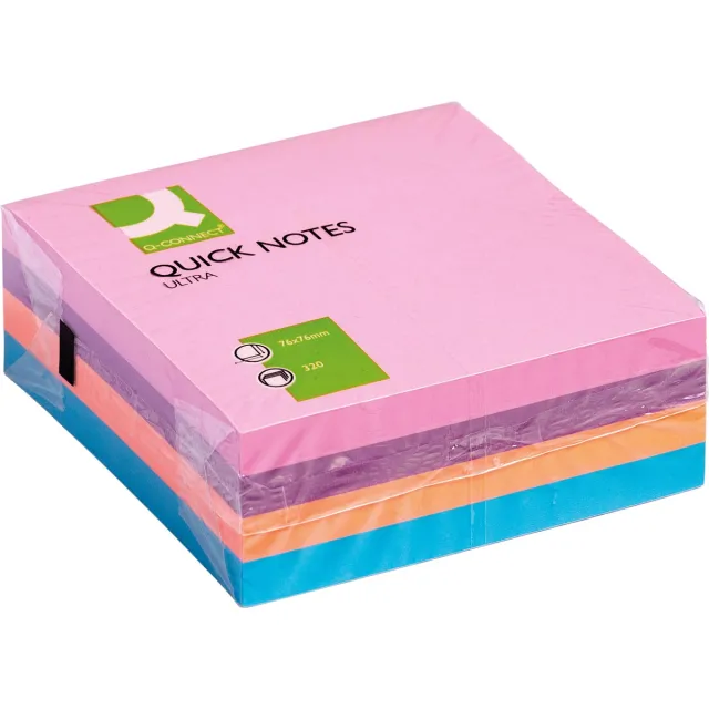 Q-CONNECT Quick Notes, ft 76 x 76 mm, 320 vel, geassorteerde kleuren blauw