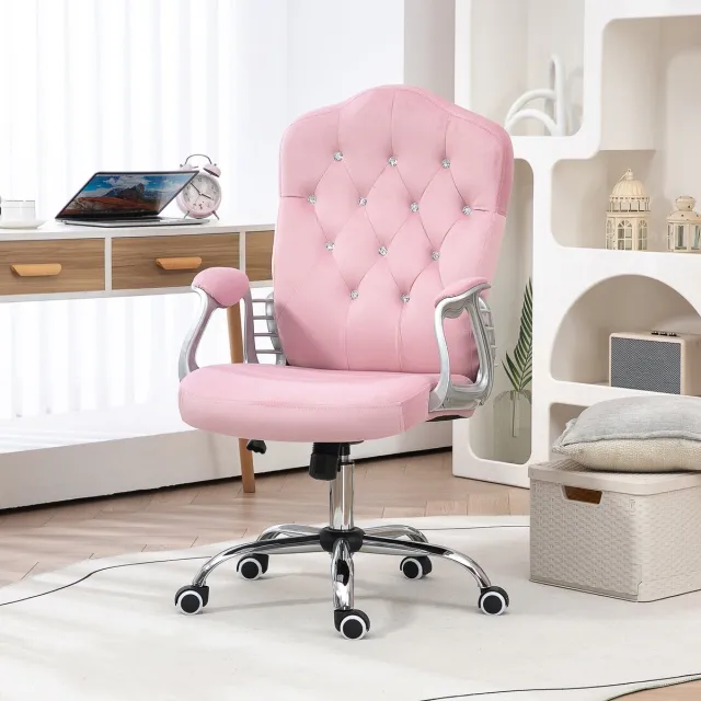 MODENUIT Bureaustoel - Ergonomisch - Verstelbare Zithoogte En Wipfunctie - Draaistoel Voor Kantoor - Polyester Roze