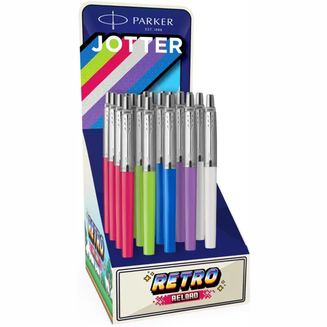Parker Jotter Originals balpen 90's, medium, geassorteerde kleuren, display van 20 stuks blauw