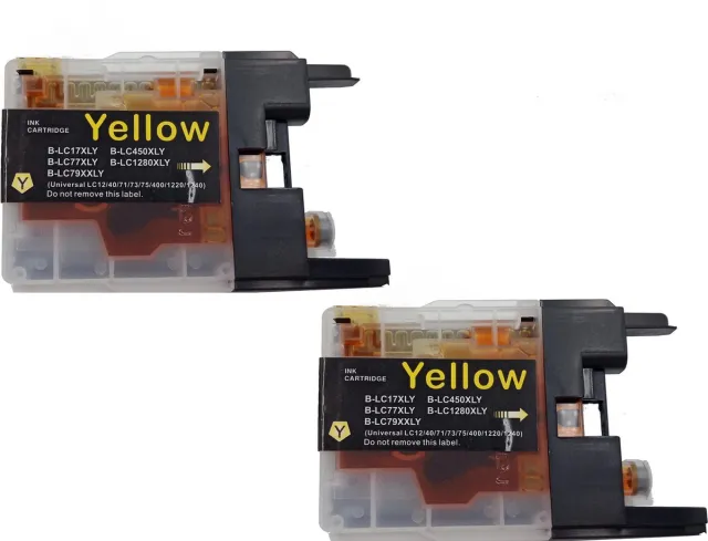 KATRIZ huismerk inkt voor|Brother LC1240Y / LC1280Y|20ml | ( 2stuks) Geel