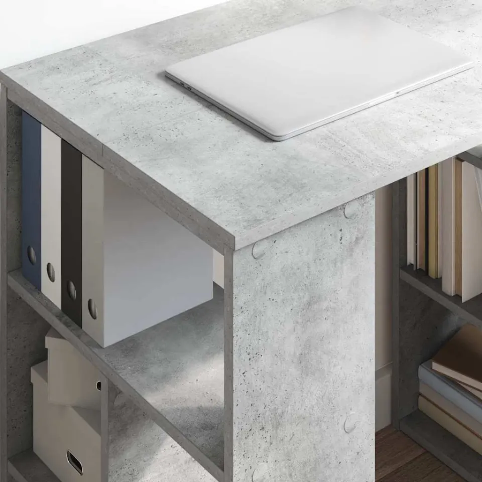vidaXL Bureau Beton Grijs 90 x 50 x 75 cm Bewerkt hout, foto 4