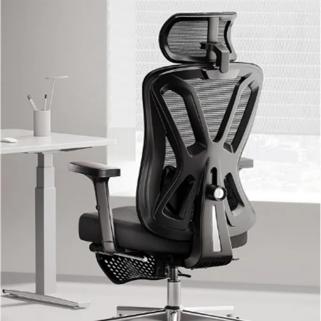 Hbada P5 Ergonomische Bureaustoel - Met Voetensteun - 2D Verstelbare Lendensteun - Verstelbare Hoofdsteun En Armleuningen - 135° Kantelfunctie - Luxe Comfort Voor Kantoor En Thuiswerk - Zwart