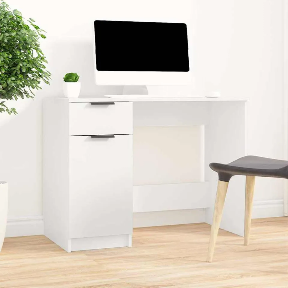 vidaXL Bureau 100x50x75 cm bewerkt hout wit, foto 3