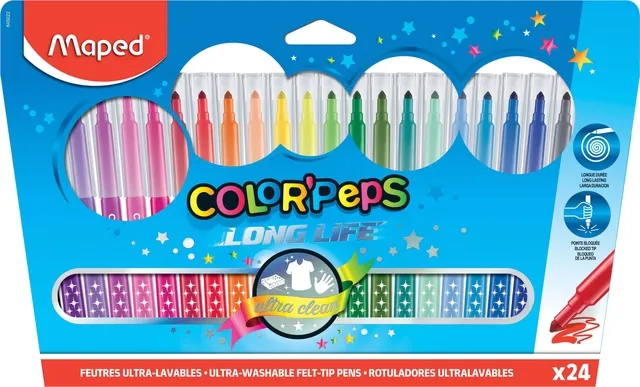 Maped Viltstift Maped Color'Peps Long Life set á 24 kleuren