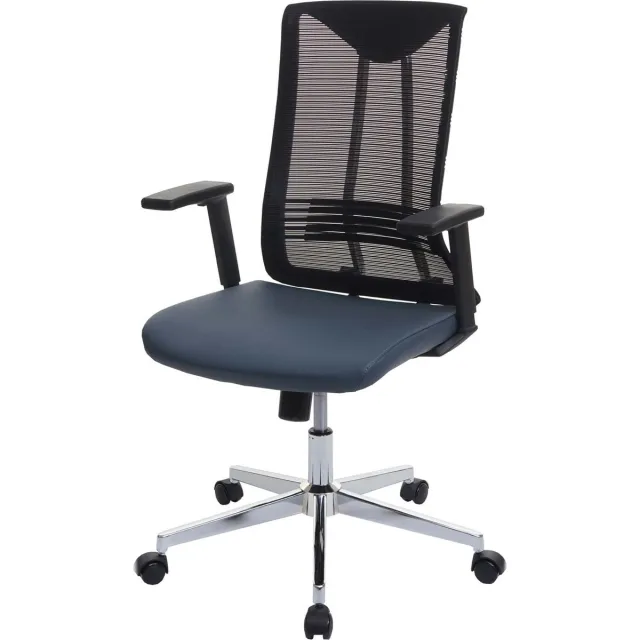 MCW Bureaustoel MCW-J53, bureaustoel ergonomisch kunstleder ~ blauw-grijs