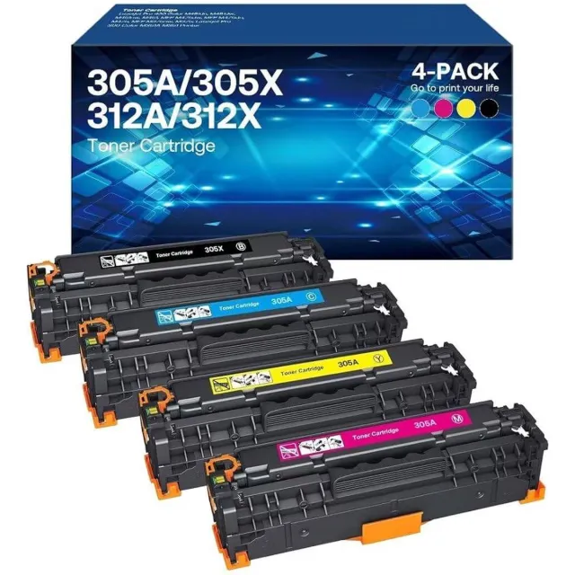 WeCare 4-pack | Toner Geschikt voor HP 305A / 305X | CE410A, CE411A, CE412A en CE413A | Geschikt voor HP LaserJet Pro 300 / 400 series color M351A - MFPM375nw - M451dn - M451dw - M451nw - M475dn - M475dw Multipack 4 toners